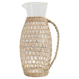Glass Pitcher w/ Seagrass Weave NEW